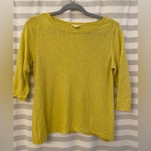 VGUC Eileen fisher yellow linen knit top Sz m/l petite